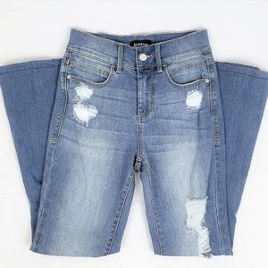 bebe Heartbreaker Flare Jeans Destructed Denim NWT